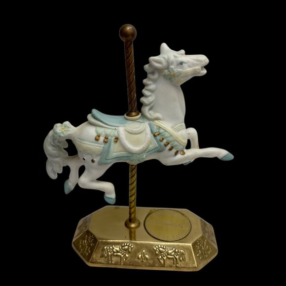 Vintage Westminster Carousel Horse Figurines Set Of 2 Gold Base Porcelain Collec - Picture 7 of 9